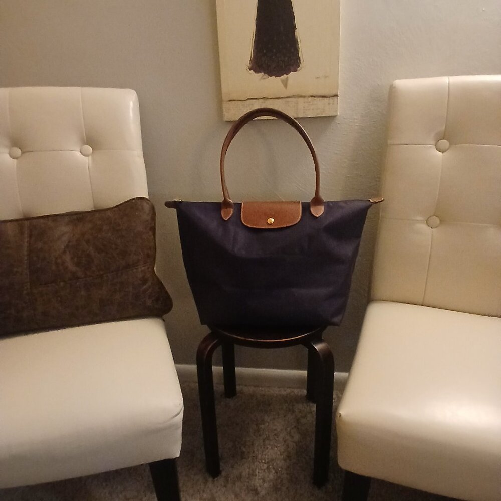 LONGCHAMP Le Pliage navy blue nylon tote